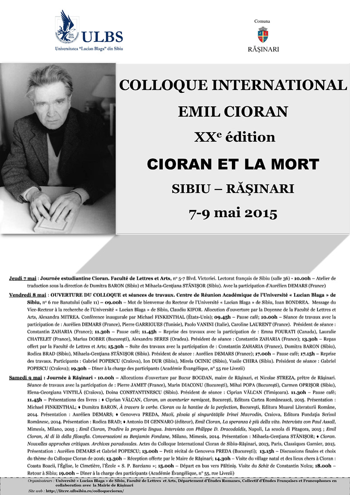 Colloque Cioran 2015 Sibiu